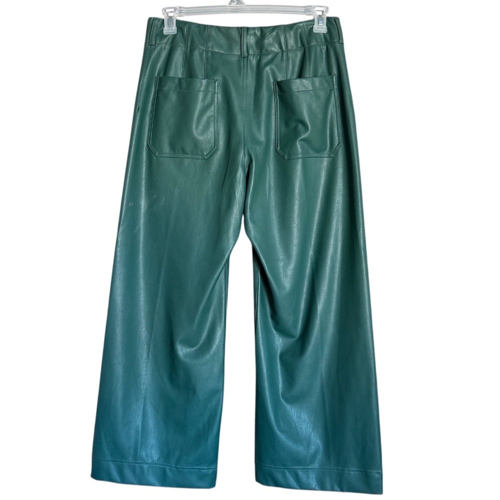 Maeve Colette Green Faux Leather Wide Leg Ankle Pants Size 31 NWOT - Picture 4 of 16